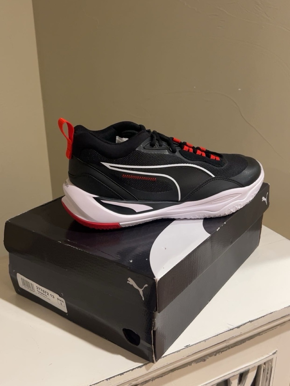 Puma Black Sneakers with Red and White Accents